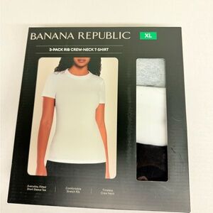 Banana Republic Women's Short Sleeve Tee 3-Pack - White, Gray, Black